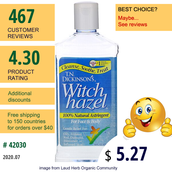 Dickinson Brands, Witch Hazel, For Face & Body, 16 Fl Oz (473 Ml)