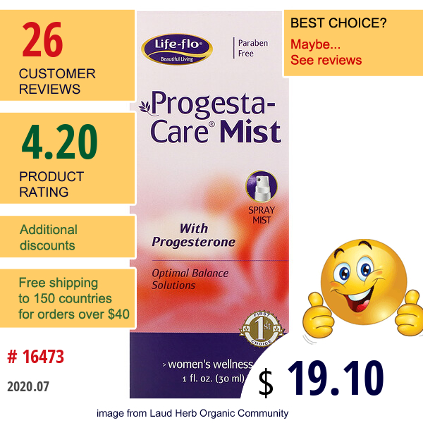 Life-Flo, Progesta-Care Mist, Natural Progesterone, 1 Fl Oz (30 Ml)