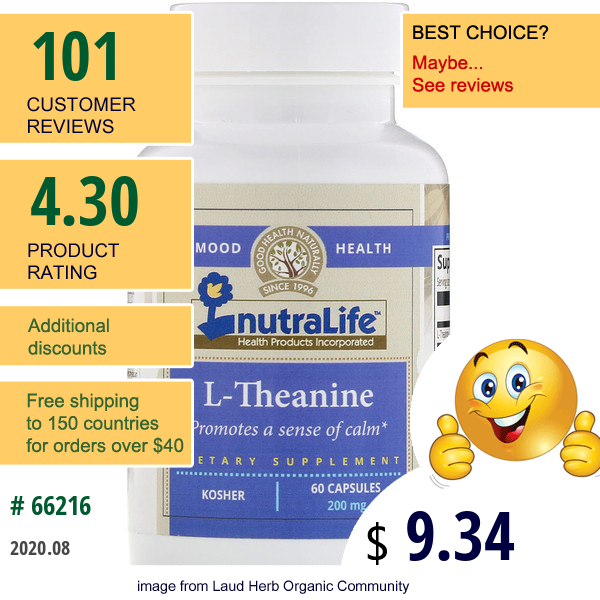 Nutralife, L-Theanine, 200 Mg, 60 Capsules