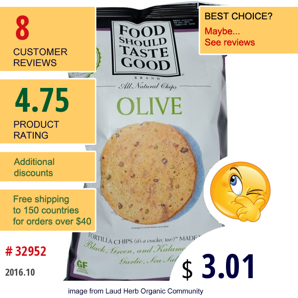 Food Should Taste Good, All Natural Chips, Olive, 6 Oz (170 G)  