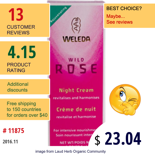 Weleda, Wild Rose Night Cream, 1 Oz (28.5 G)  