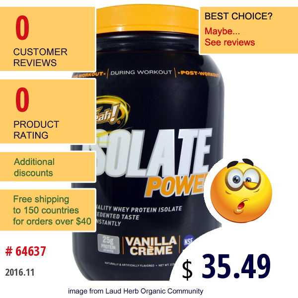 Oh Yeah!, Isolate Power, Vanilla Creme, 2 Lbs (908 G)