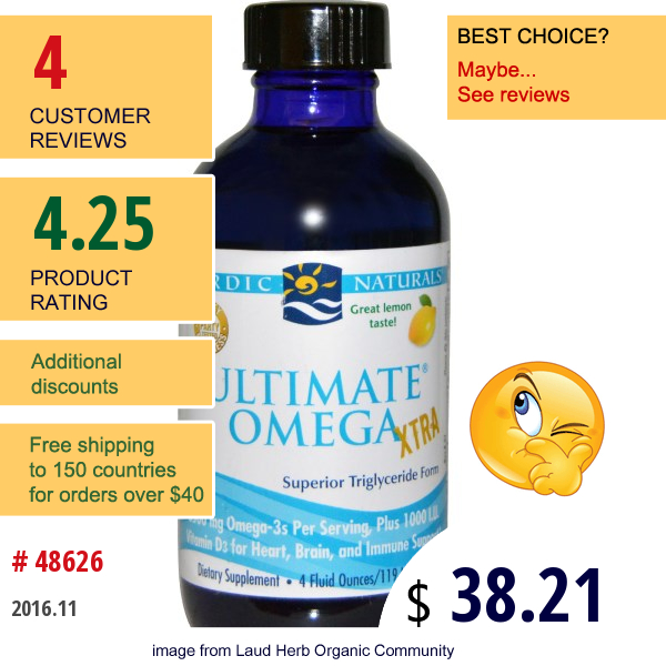 Nordic Naturals, Ultimate Omega Xtra, Lemon, 4 Fl Oz (119 Ml)