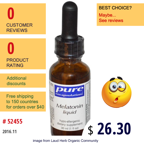 Pure Encapsulations, Melatonin Liquid, 1 Fl Oz (30 Ml) Pure Encapsulations, Melatonin Liquid, 1 Fl Oz (30 Ml)
