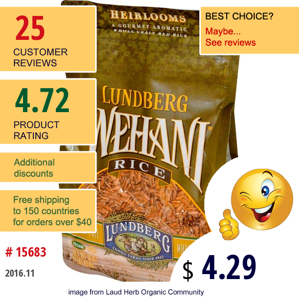 Lundberg, Wehani Rice, 16 Oz (454 G)  