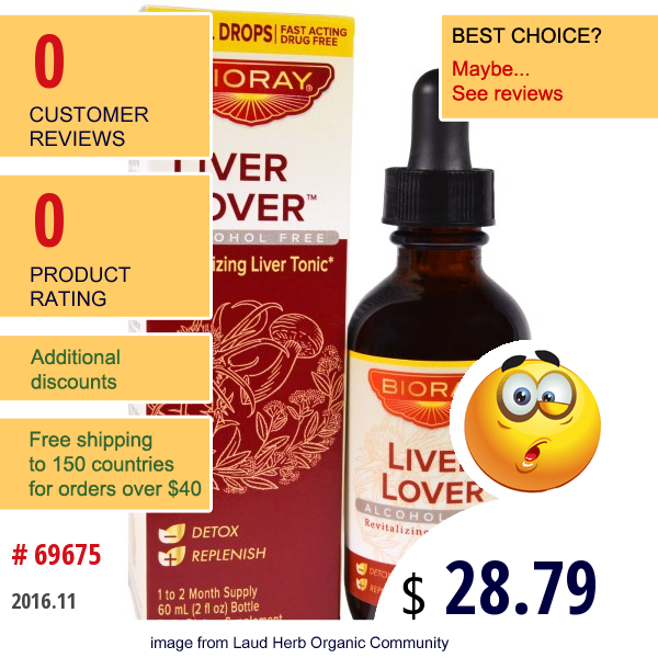 Bioray Inc., Liver Lover, Revitalizing Liver Tonic, Alcohol Free, 2 Fl Oz (60 Ml)