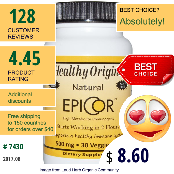Healthy Origins, Epicor, 500 Mg, 30 Veggie Caps