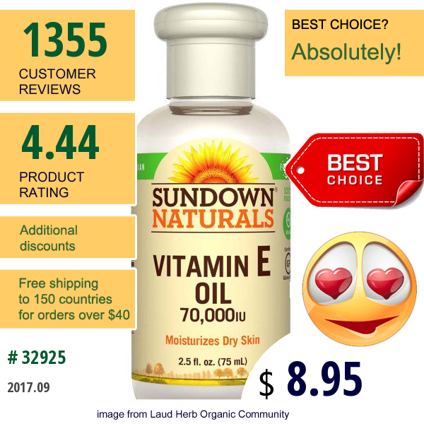 Sundown Naturals, Vitamin E Oil, 70,000 Iu, 2.5 Fl Oz (75 Ml)