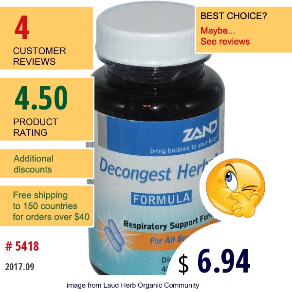 Zand, Decongest Herbal Formula, 48 Capsules  