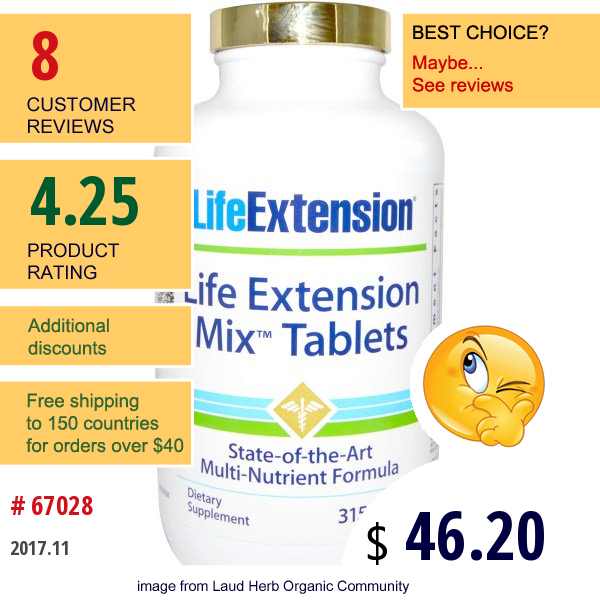 Life Extension, Mix Tablets, 315 Tablets  