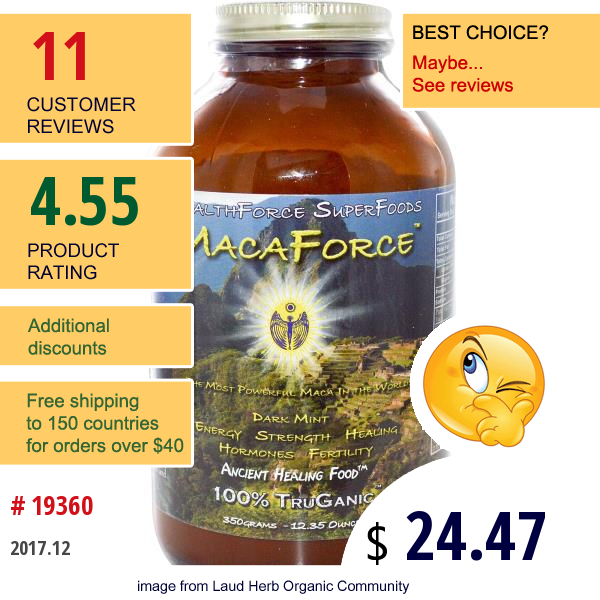 Healthforce Nutritionals, Macaforce, Dark Mint, 12.35 Oz (350 G)  