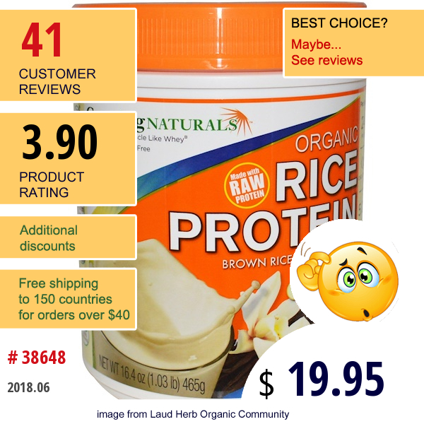 Growing Naturals, Organic Rice Protein, Vanilla Blast, 16.4 Oz (465 G)  