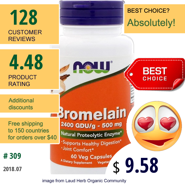 Now Foods, Bromelain, 500 Mg, 60 Veg Capsules