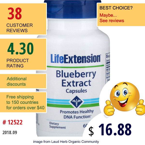 Life Extension, Blueberry Extract Capsules, 60 Vegetarian Capsules