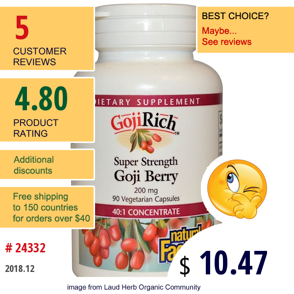 Natural Factors, Gojirich, Super Strength Goji Berry, 200 Mg, 90 Veggie Caps  
