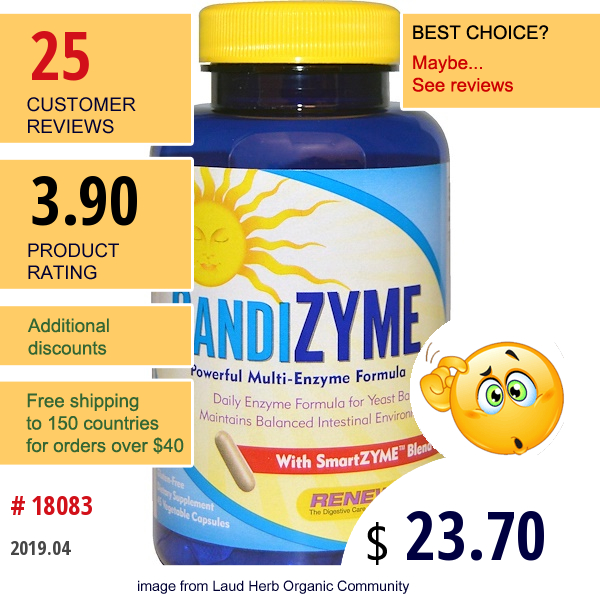 Renew Life, Candizyme, 45 Vegetable Capsules  