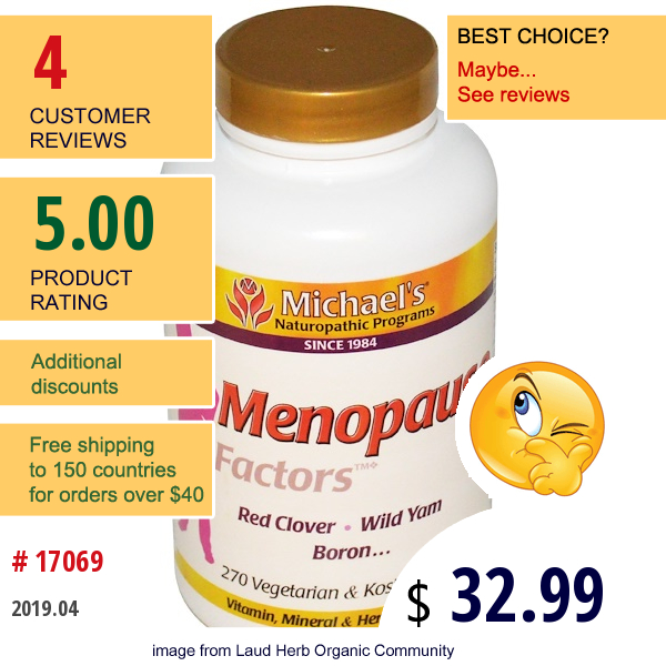 Michaels Naturopathic, Menopause Factors, 270 Veggie Tabs  