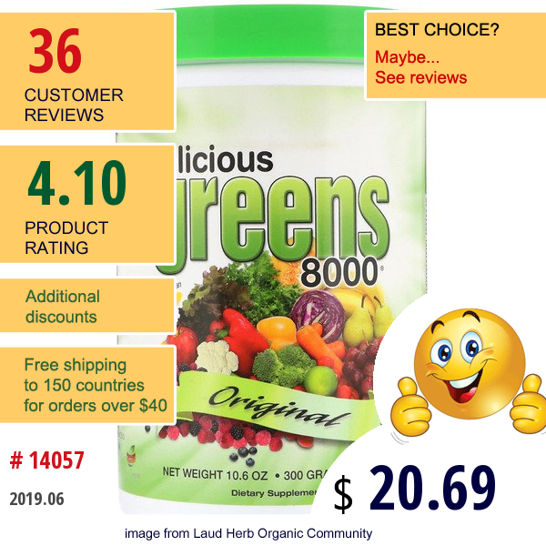 Greens World, Delicious Greens 8000, Original, 10.6 Oz (300 G) Powder