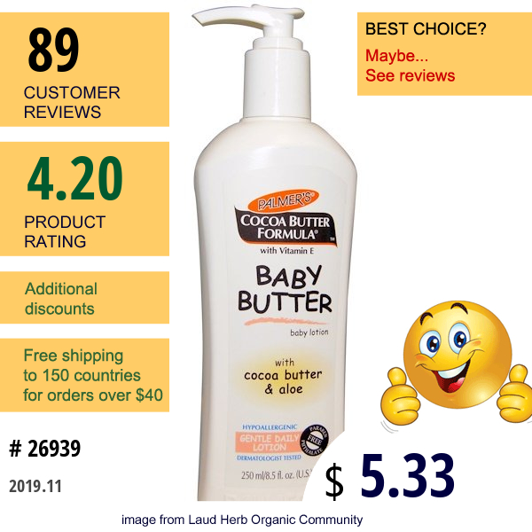 Palmer'S, Cocoa Butter Formula, Baby Butter, Gentle Daily Lotion, 8.5 Fl Oz (250 Ml)