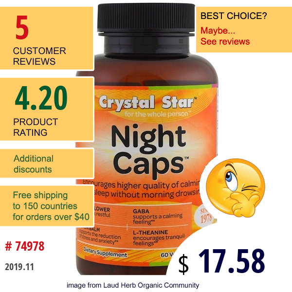 Crystal Star, Night Caps, 60 Veggie Caps